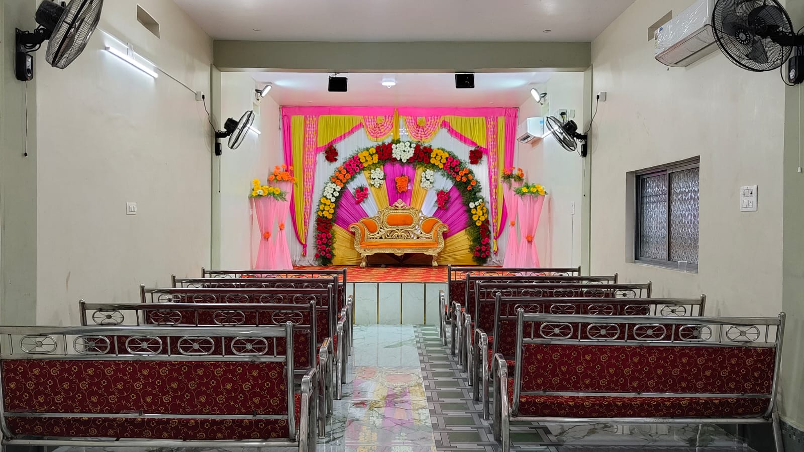 Banquet Hall Floral Stage